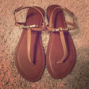 Nude T-Strap Sandals