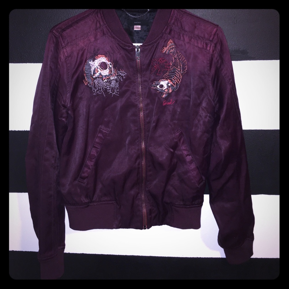 Diesel Silk Burgundy bomber with stitched design