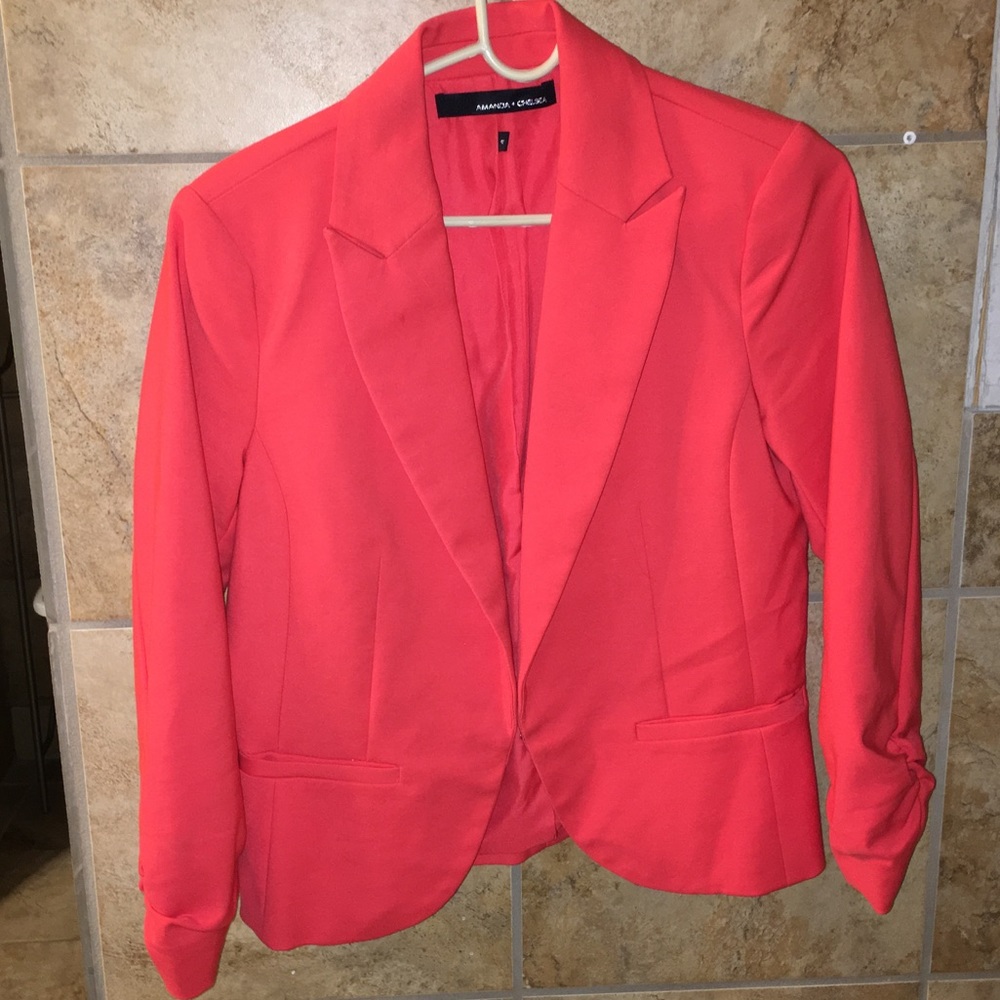 Amanda + Chelsea 3/4 sleeve blazer- red/orange