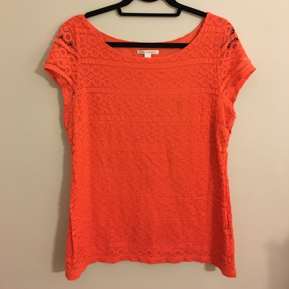 Tangerine short-sleeve Banana Republic Blouse