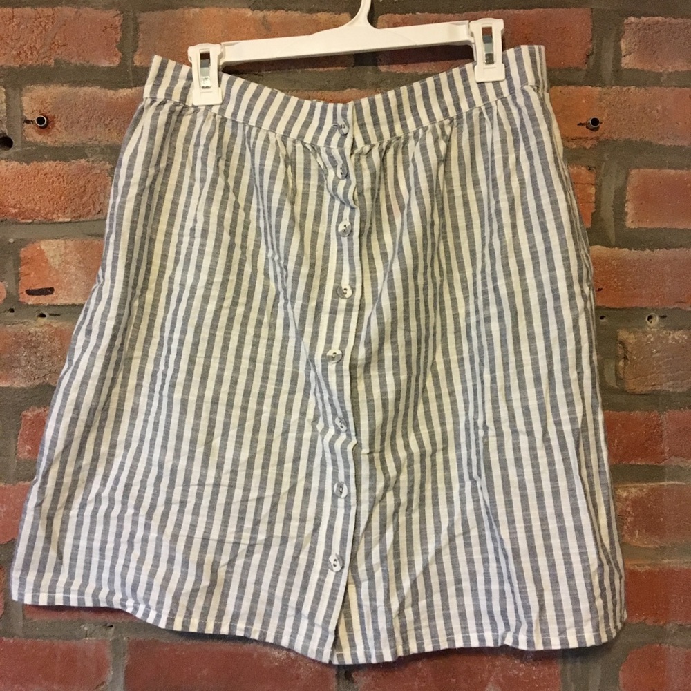 striped H&M, button-down skirt