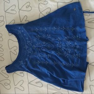 A&F coral blue open back blouse.