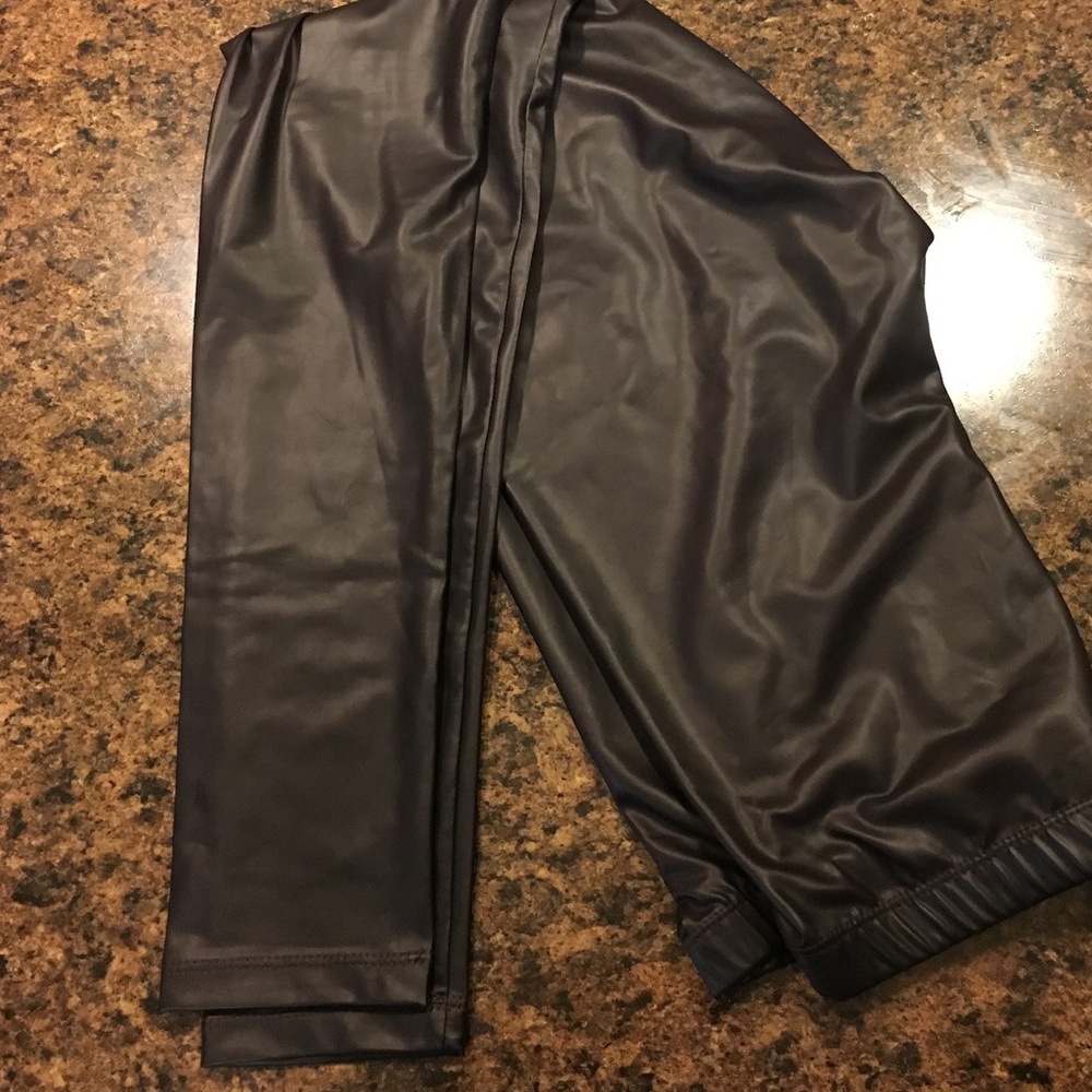 Milk- dark maroon pleather leggings size XS