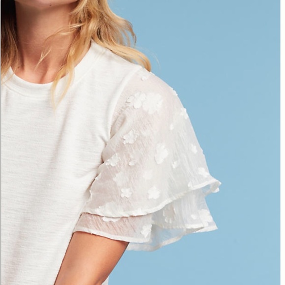 ✂️SALE✂️Anthropologie Eri + Ali Flutter Sleeve Top - Picture 3 of 7