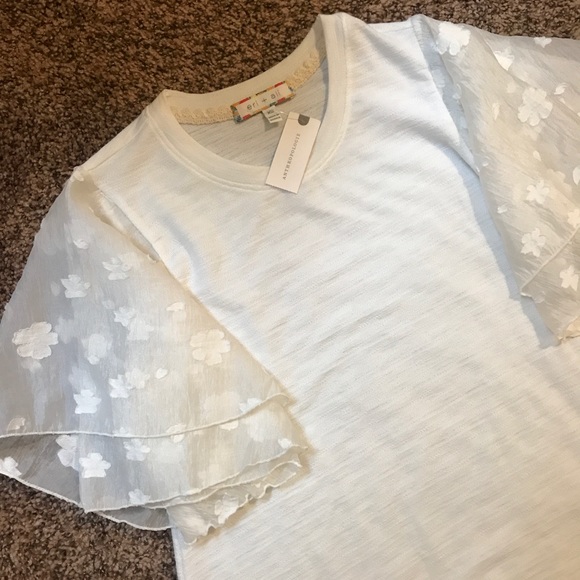 ✂️SALE✂️Anthropologie Eri + Ali Flutter Sleeve Top - Picture 5 of 7