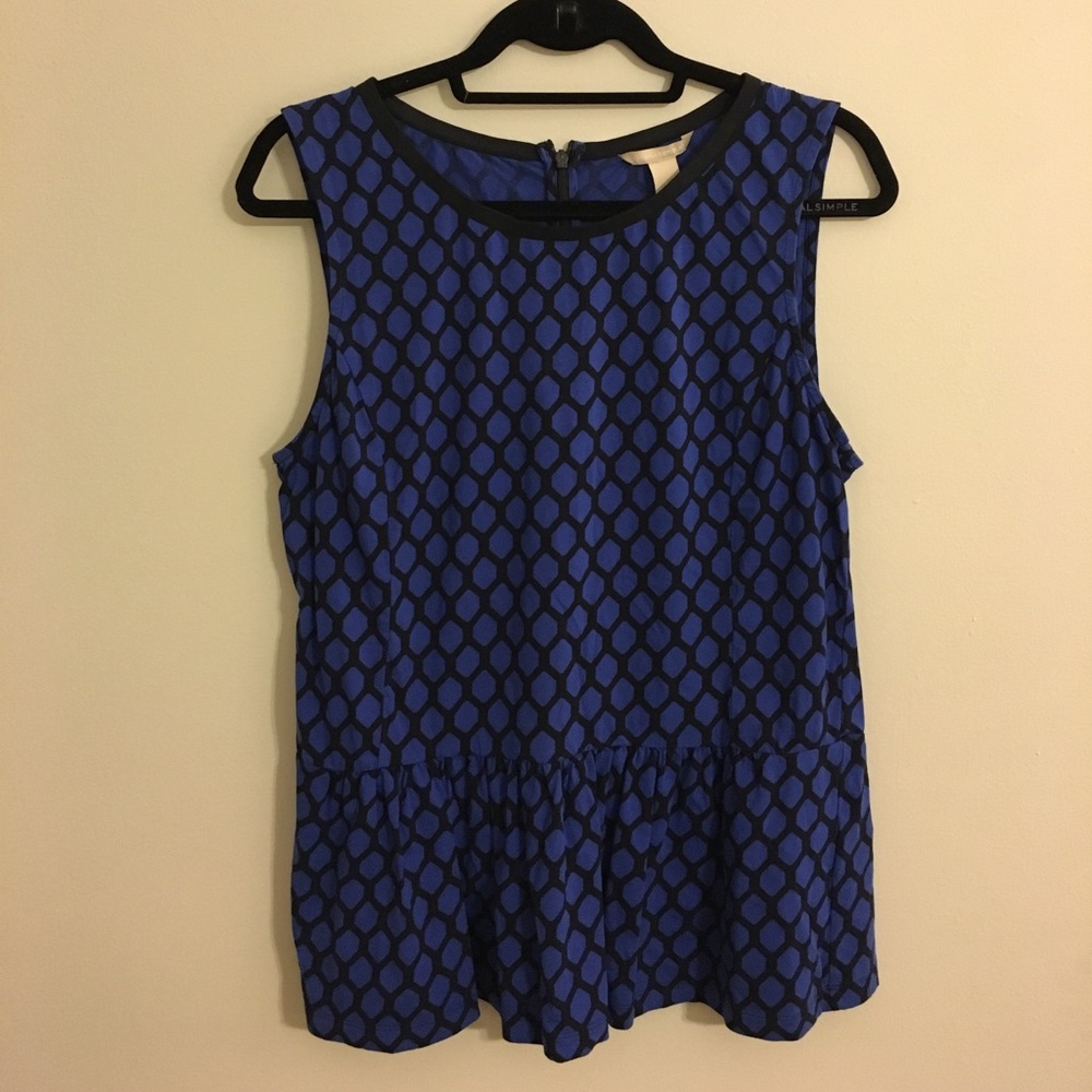 Blue + black patterned Banana Republic blouse