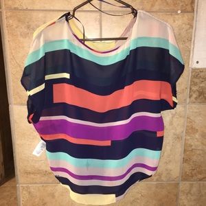 Guess multicolored sheer top.  Size Small