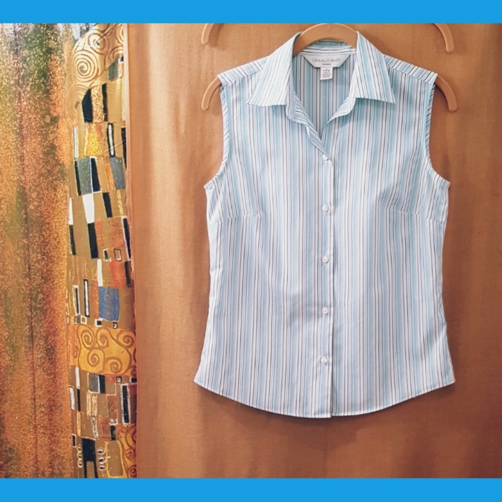 FINAL PRICE. Casual Corner Top, Stripes, Blue, S