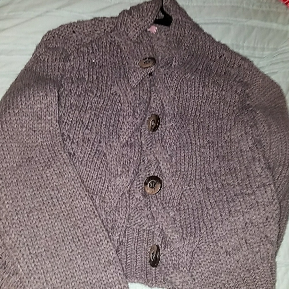 XS knitted crochet wool cardigan button up
