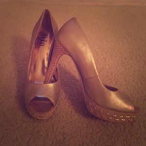 Gold studded Reba peep toe heels