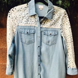 Button down light blue jean shirt
