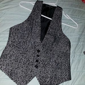 Express tweed black and white textured vest size 2