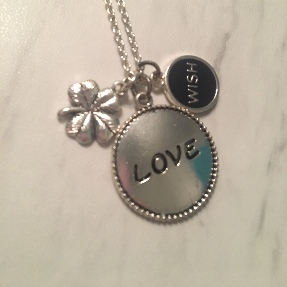 Love, Wish, & Clover Silver Necklace