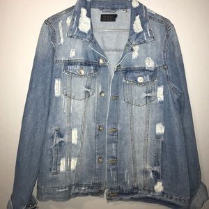 Ci Sono Oversized Distressed Jean Jacket