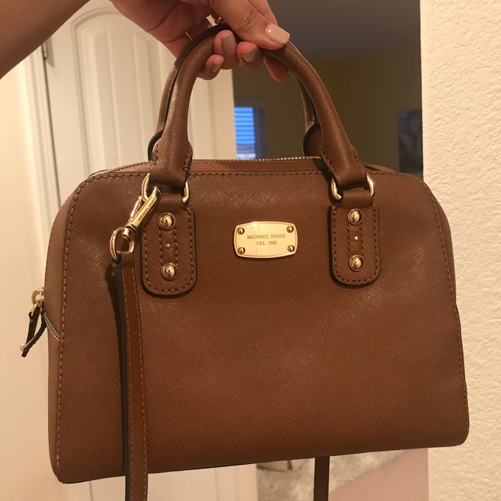 SOLD Michael Kors Saffiano Satchel in Luggage