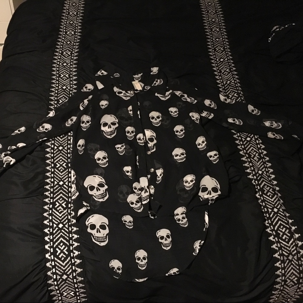 Collard button up sheer top