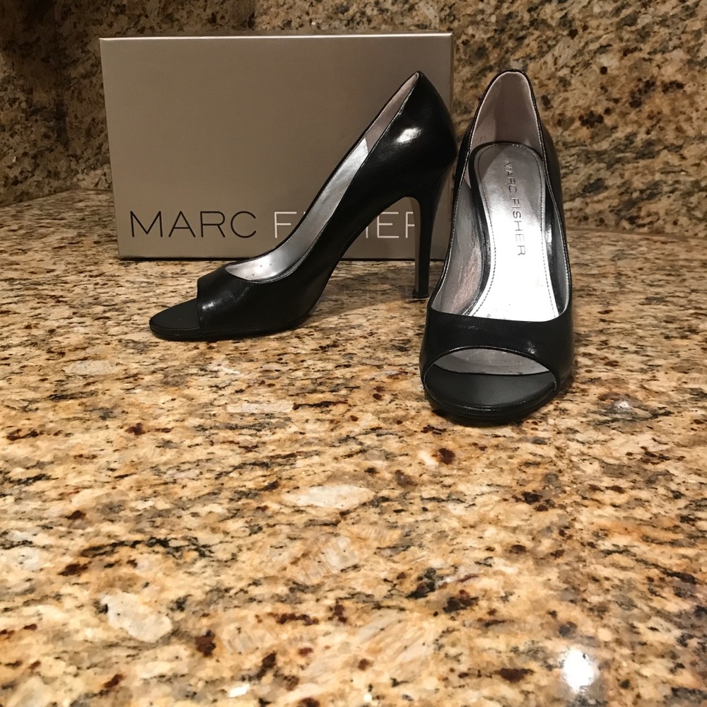 Classic black open toe heels.