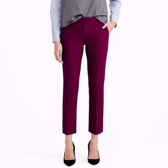J.CREW Campbell Capri Pant Bi-Stretch Wool Wine - Picture 4 of 7