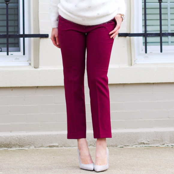 J.CREW Campbell Capri Pant Bi-Stretch Wool Wine - Picture 3 of 7