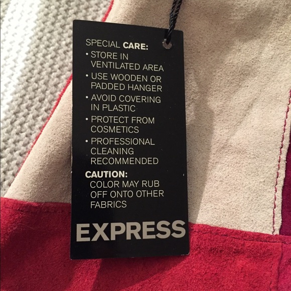 EXPRESS Suede pink color block skirt - Picture 3 of 9