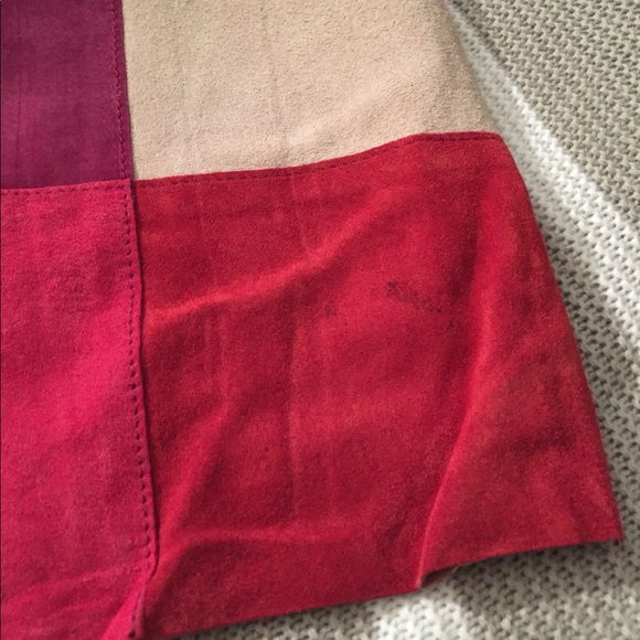 EXPRESS Suede pink color block skirt - Picture 5 of 9