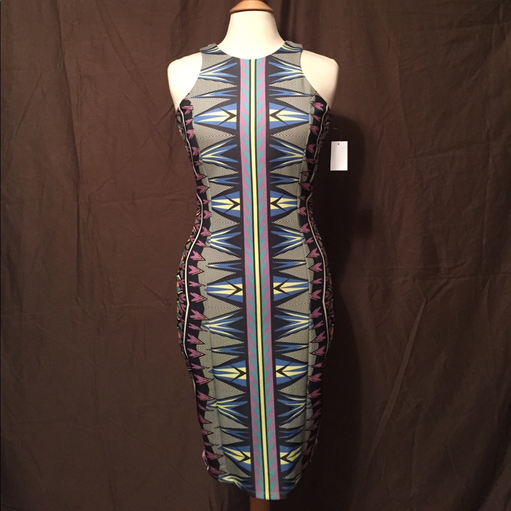 Printed Stretch Midi Dress