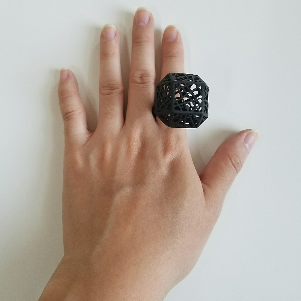 Unisex Adjustable Hallow 3D Diamond Ring