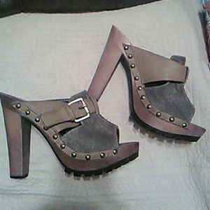 Jean and leather heels