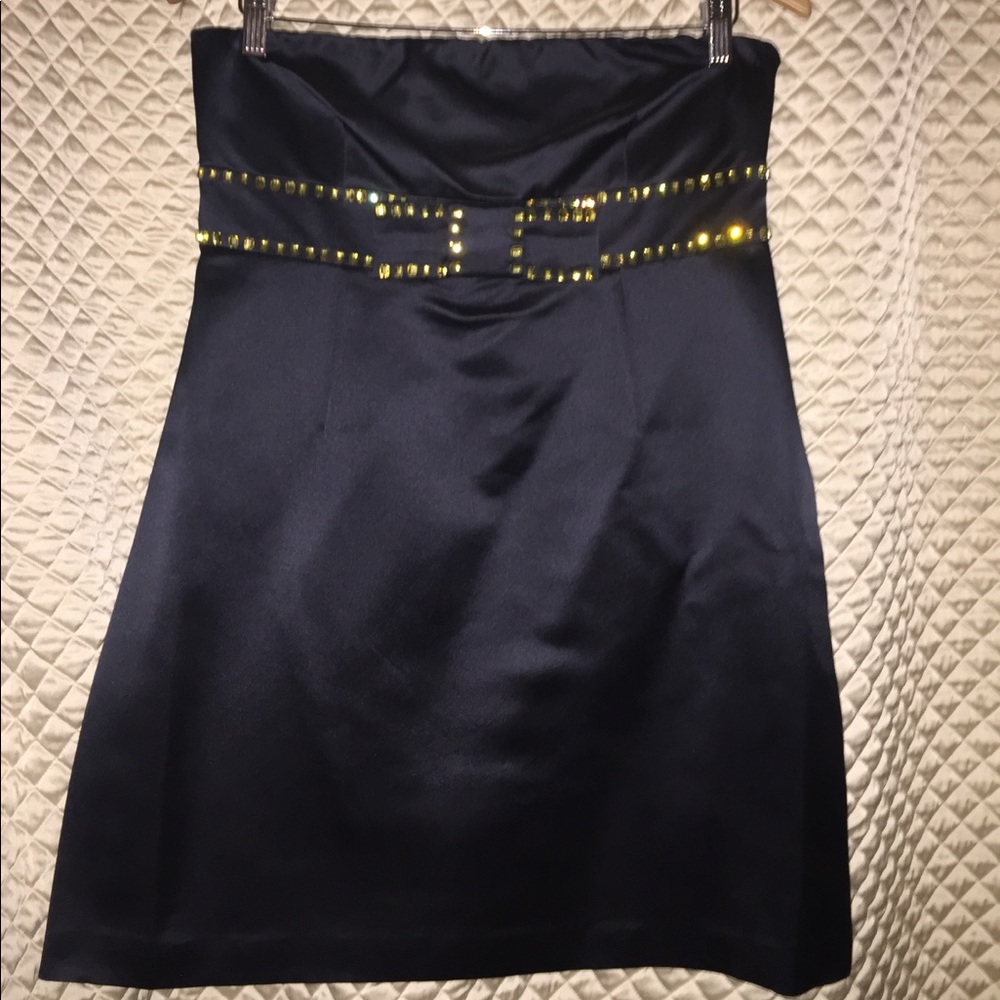 Valentino RED Navy Silk dress w/crystals Size 14