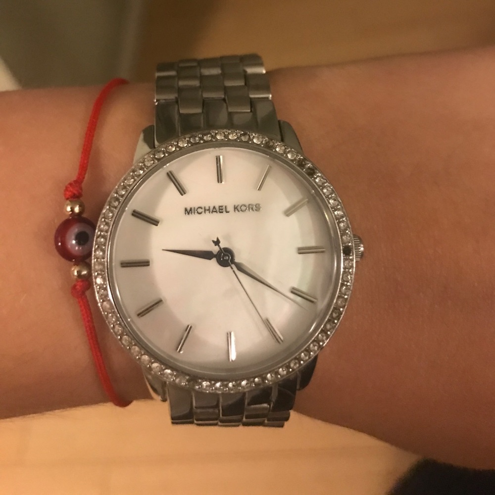 MICHAEL KORS silver watch with crystals