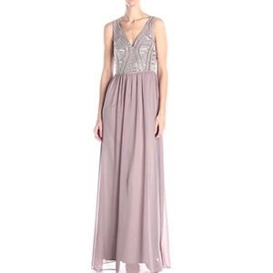 Minuet Embellished Bodice Gown, Grey/Pink, Medium