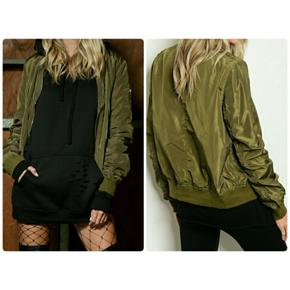 OLIVE BOMBER JACKET!⛄ - Picture 2 of 4