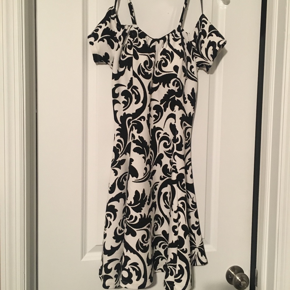 Black and white off the shoulder dress