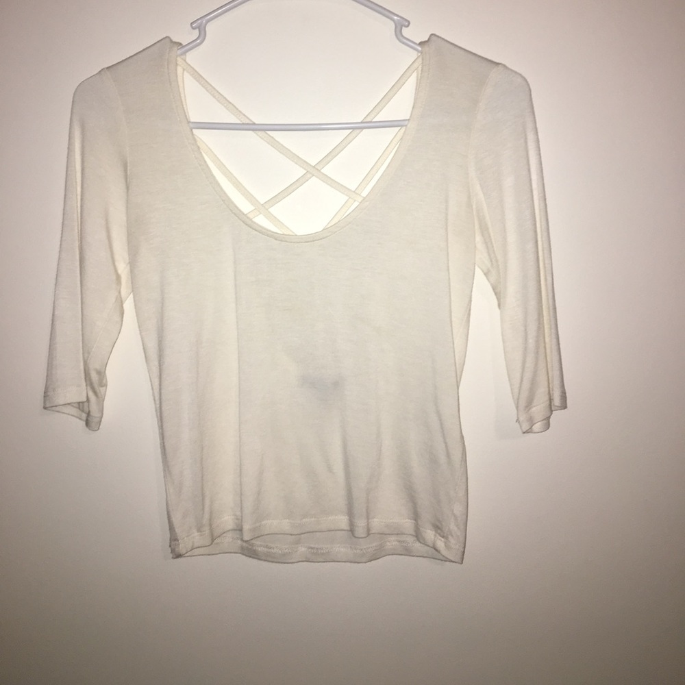 Cute Off-White Crop Top w/ Cute Back