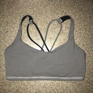 Lululemon free to be bra black and grey stripes