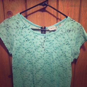 Lace turquoise cropped blouse