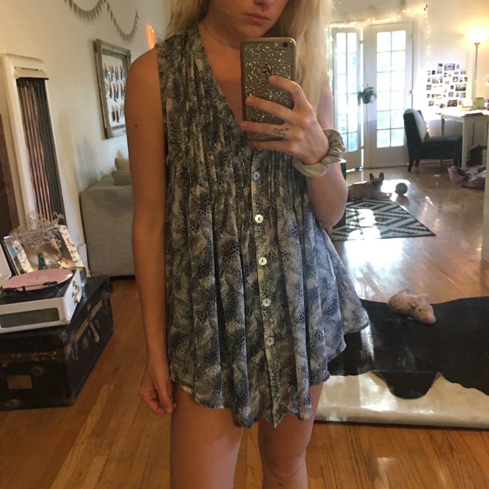 Gibson Blue Floral Tank Top