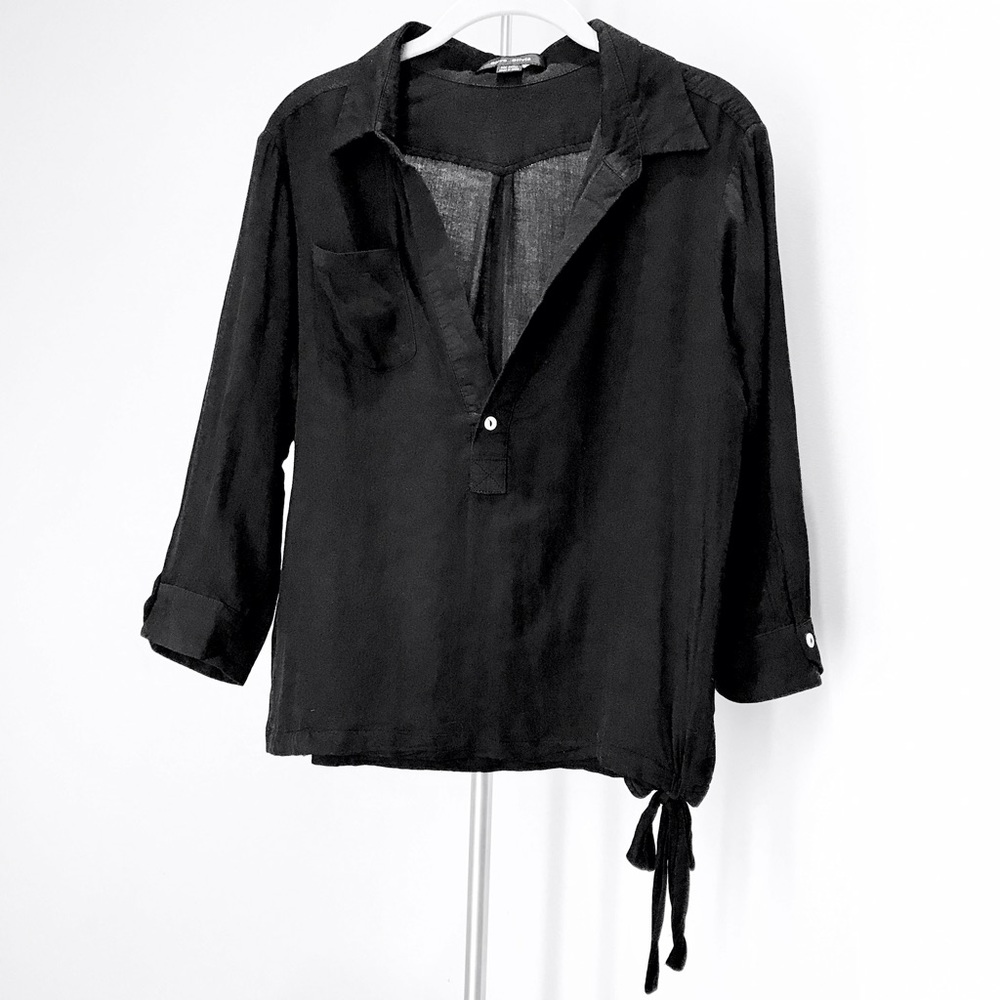 Olive Olivia Black Linen Shirt