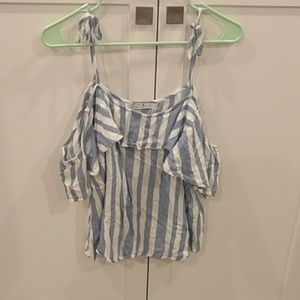 Priced to sell - Blue and white cold shoulder top