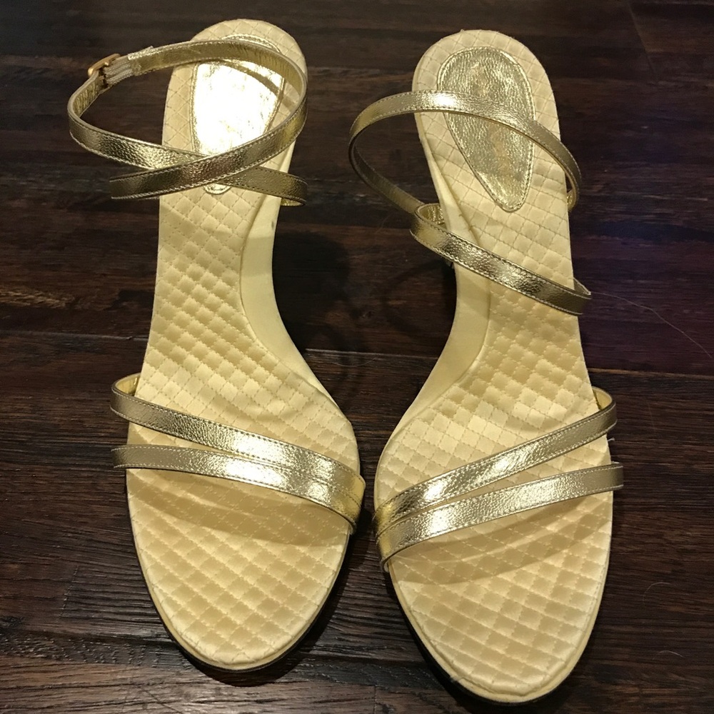 BCBGMaxAzria platinum gold evening sandal