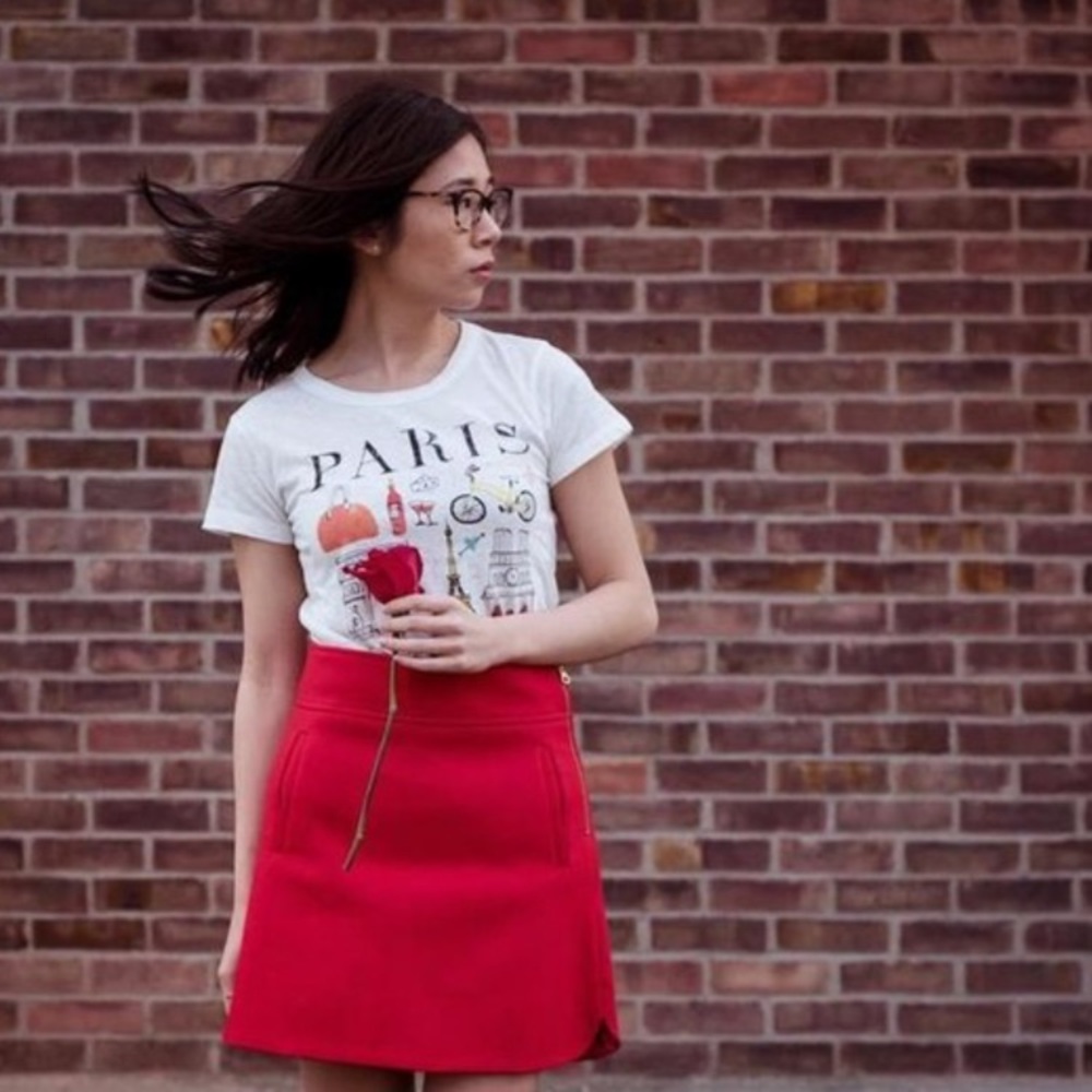 J crew mini skirt in double serge wool