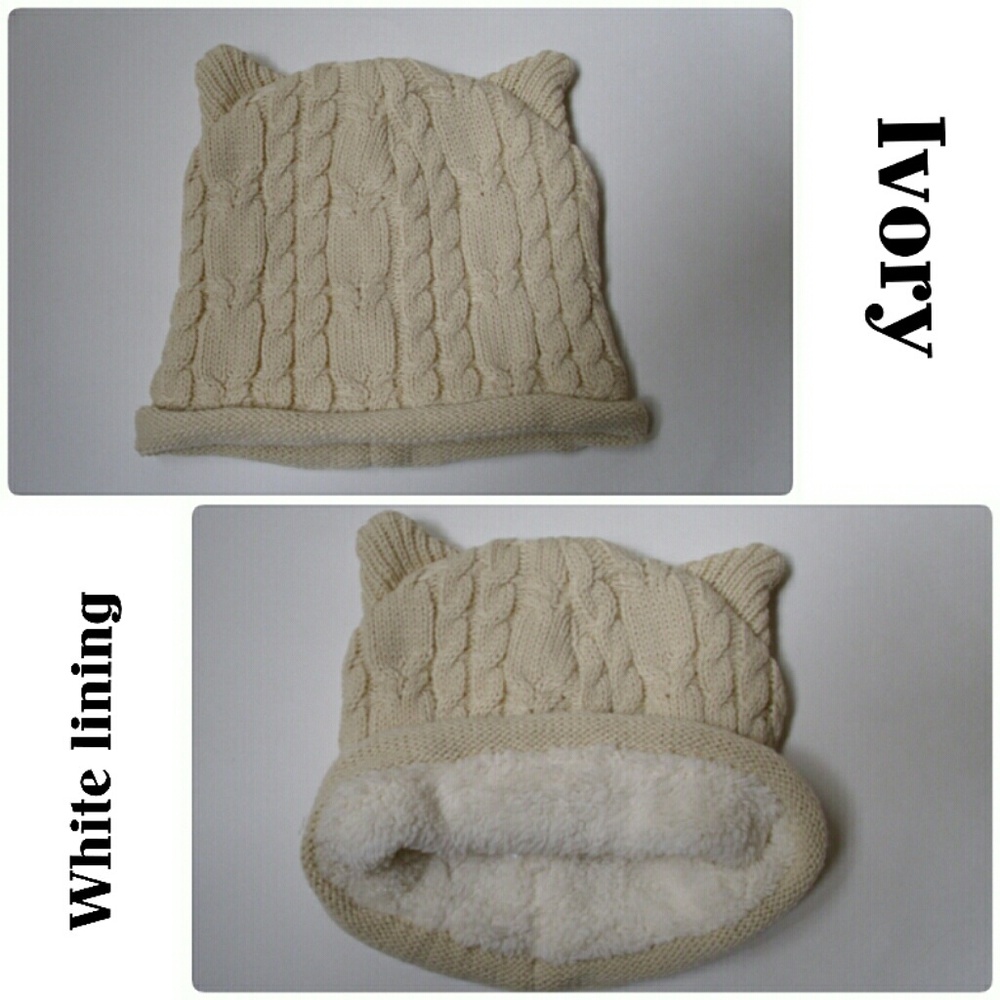 FIRM🔥LAST 1!NAVY CAT EAR SHEARLING LINED BEANIE!⛄ - Picture 2 of 8
