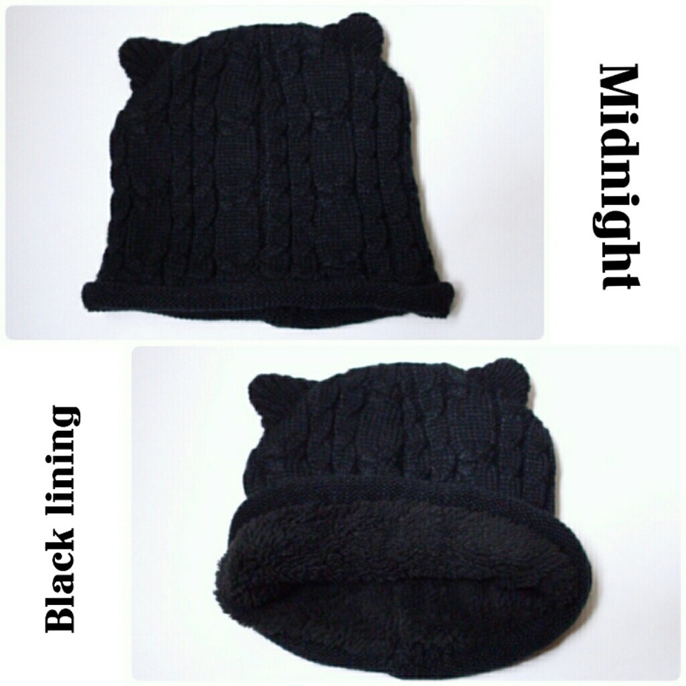 FIRM🔥LAST 1!NAVY CAT EAR SHEARLING LINED BEANIE!⛄ - Picture 3 of 8