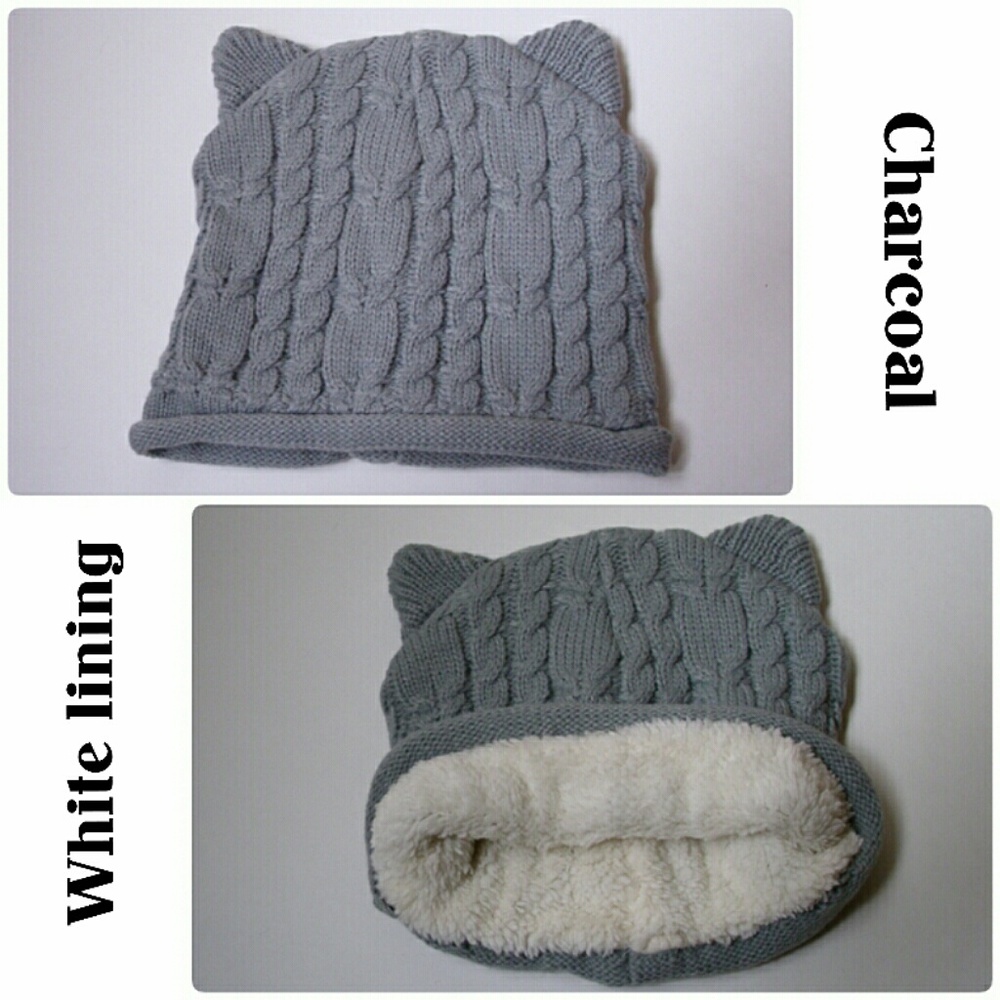 FIRM🔥LAST 1!NAVY CAT EAR SHEARLING LINED BEANIE!⛄ - Picture 6 of 8
