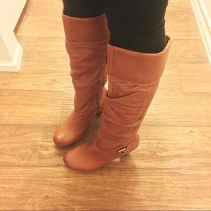 Fossil leather slouch boots
