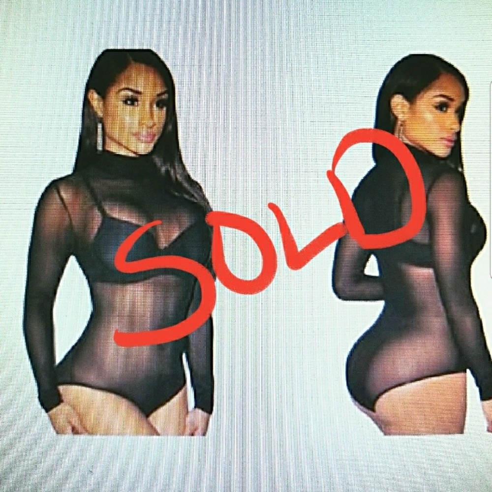 Sheer Black Mock Neck Bodysuit