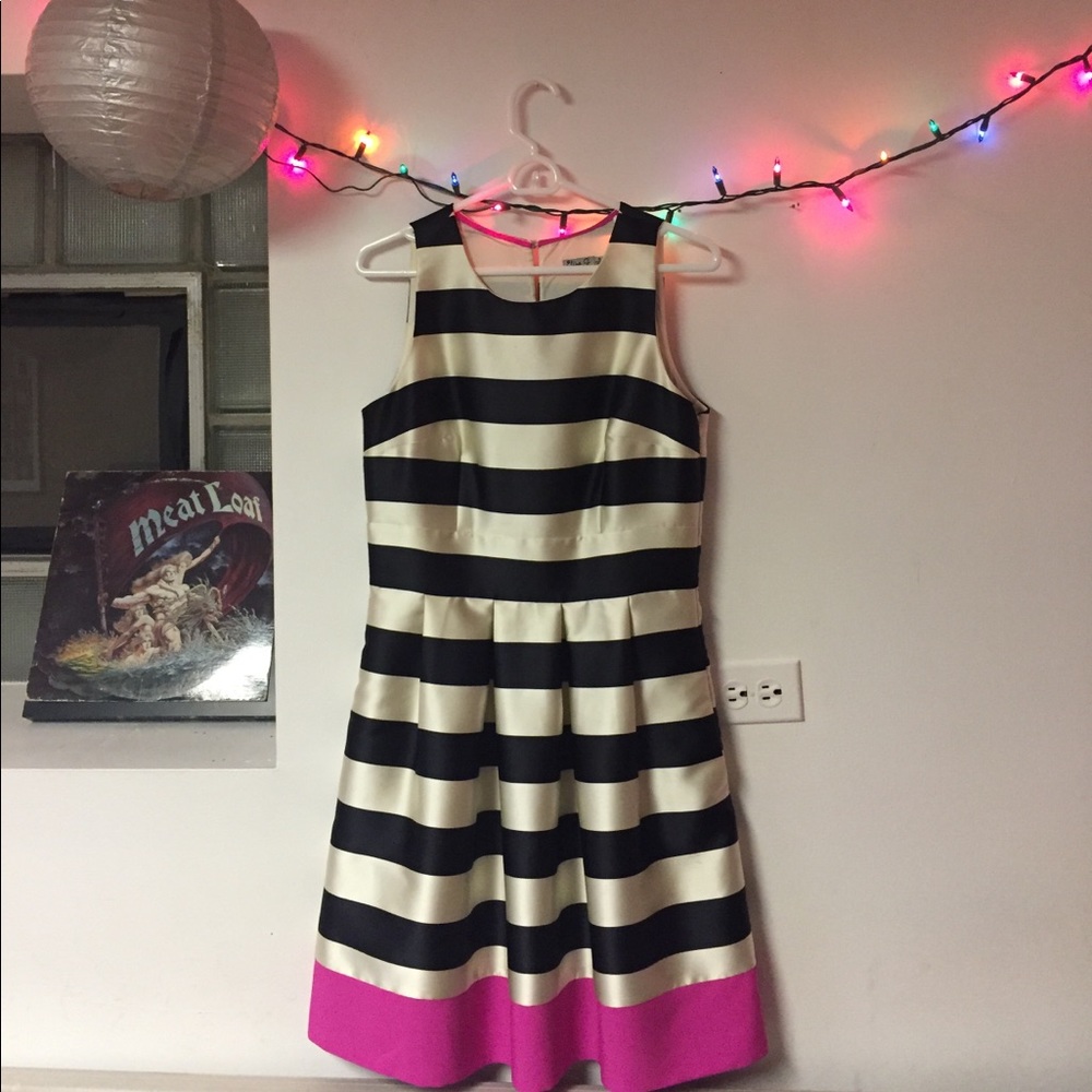Black and white satin dress