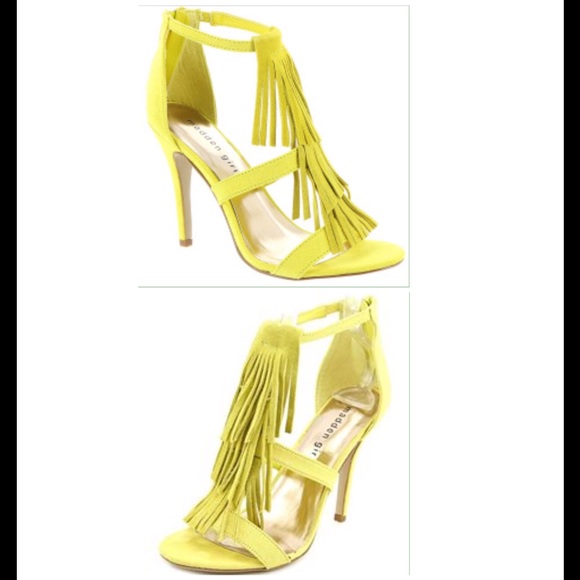 yellow fringe heels