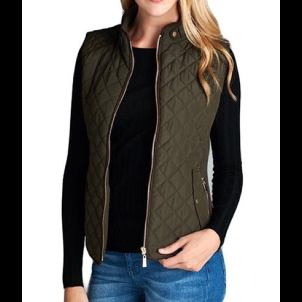 ✳️ Quilted Puffer Vest (Olive)