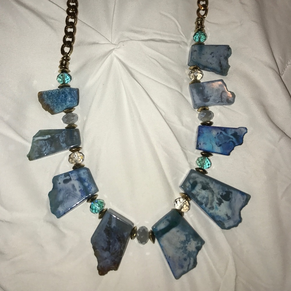 Semi Precious Blue Agate Necklace